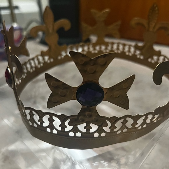 Medium King Gold Crown with Red and Blue Gems - Picture 6 of 6